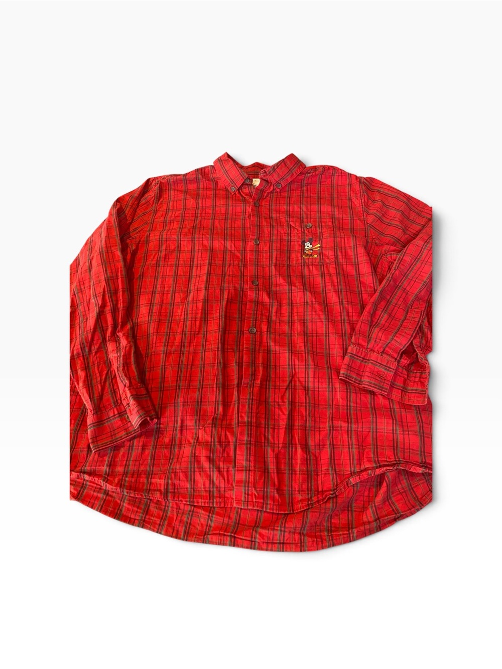 Disney Red Plaid Long-Sleeve Button-Down Shirt